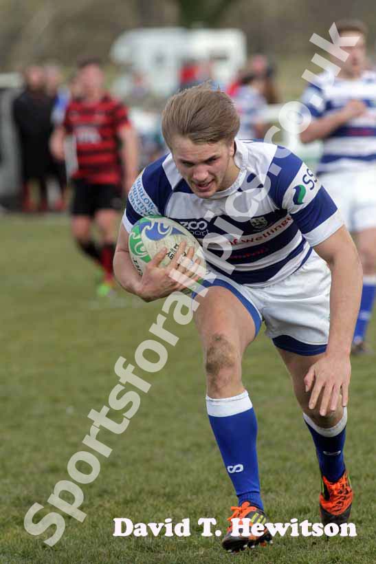 Tynedale's Chris Harris scores a try against Blackheath, National League Division 1, Tynedale Park, Corbridge, Northumberland.